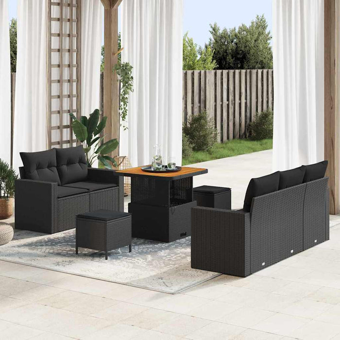 Set de canapele pentru grădină 8 pcs Negru poliratan - WALTI WALTI