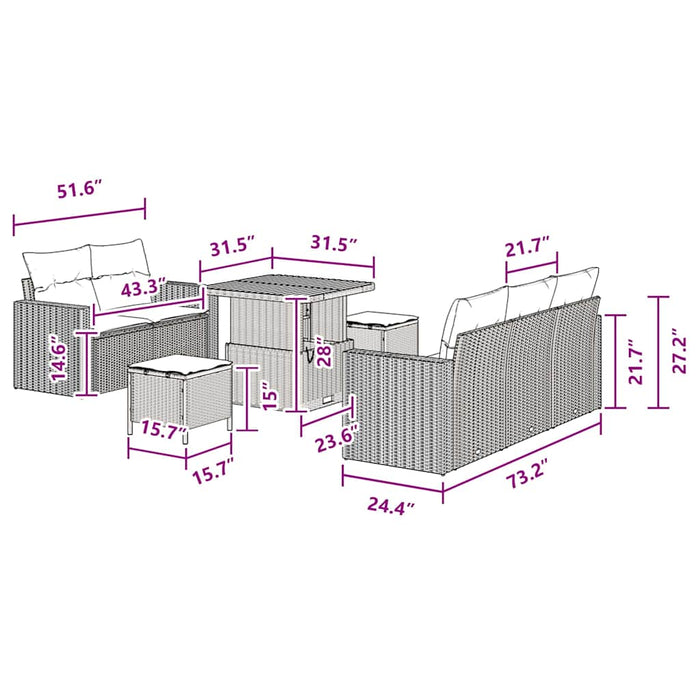 Set de canapele pentru grădină 8 pcs Negru poliratan - WALTI WALTI