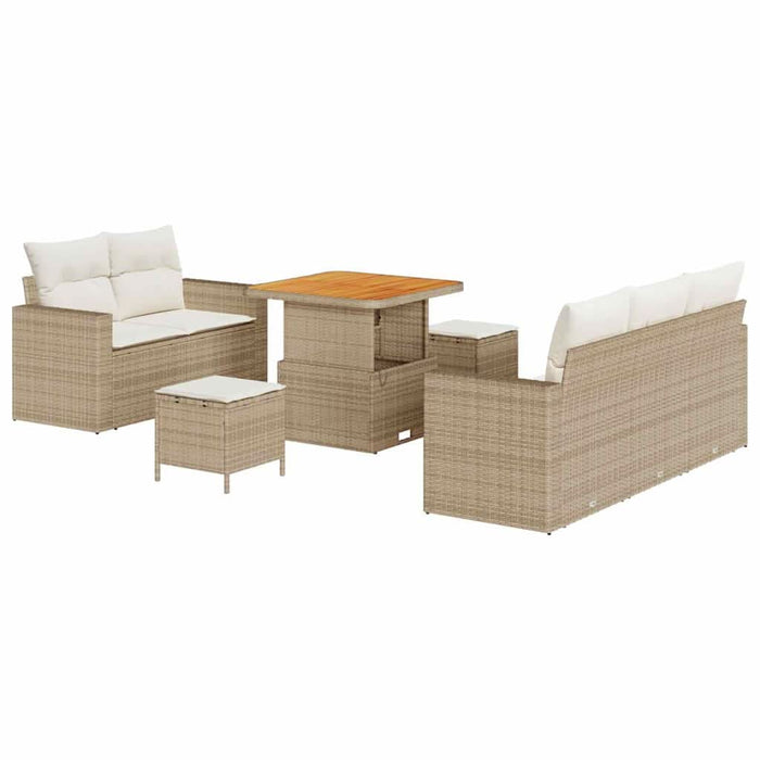 Set de canapele pentru grădină cu pernă 8 pcs Bej poliratan WALTI