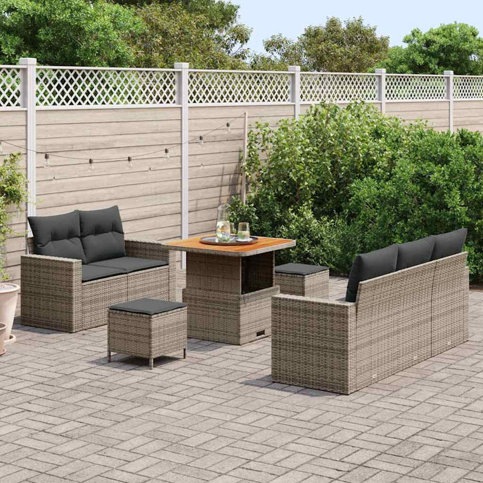 Set de canapele pentru grădină cu pernă 8 pcs Gri poliratan - WALTI WALTI