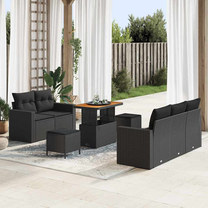 Set de canapele pentru grădină 8 pcs Negru poliratan - WALTI WALTI