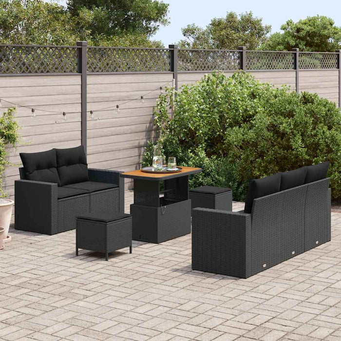 Set de canapele pentru grădină 8 pcs Negru poliratan - WALTI WALTI