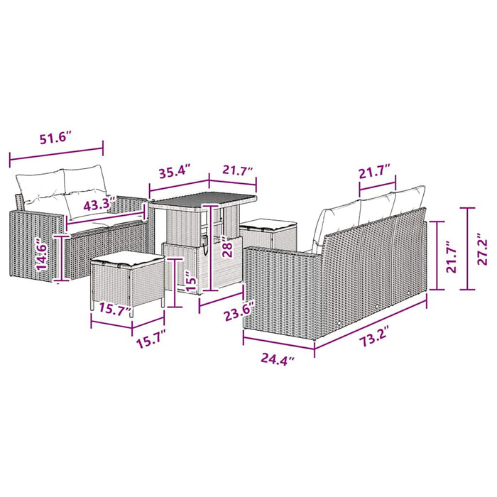 Set de canapele pentru grădină 8 pcs Negru poliratan - WALTI WALTI