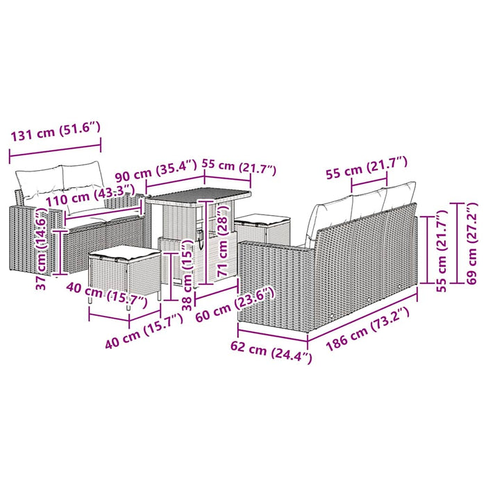 Set de canapele pentru grădină 8 pcs Bej poliratan - WALTI WALTI