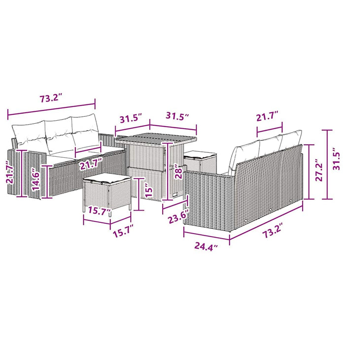Set de canapele pentru grădină 9 pcs Negru poliratan - WALTI WALTI