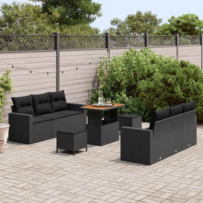 Set de canapele pentru grădină 9 pcs Negru poliratan - WALTI WALTI