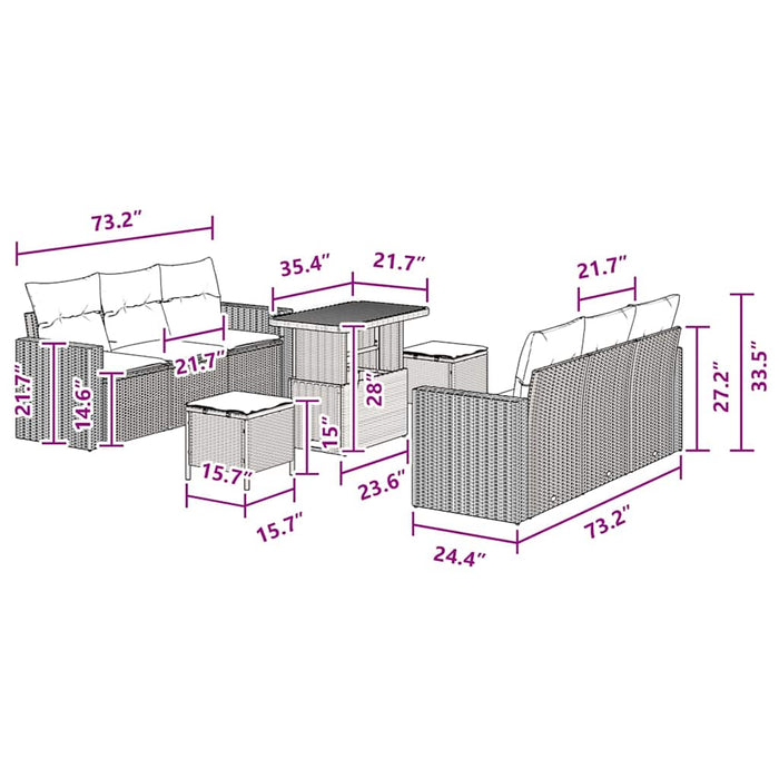 Set de canapele pentru grădină 9 pcs Negru poliratan - WALTI WALTI