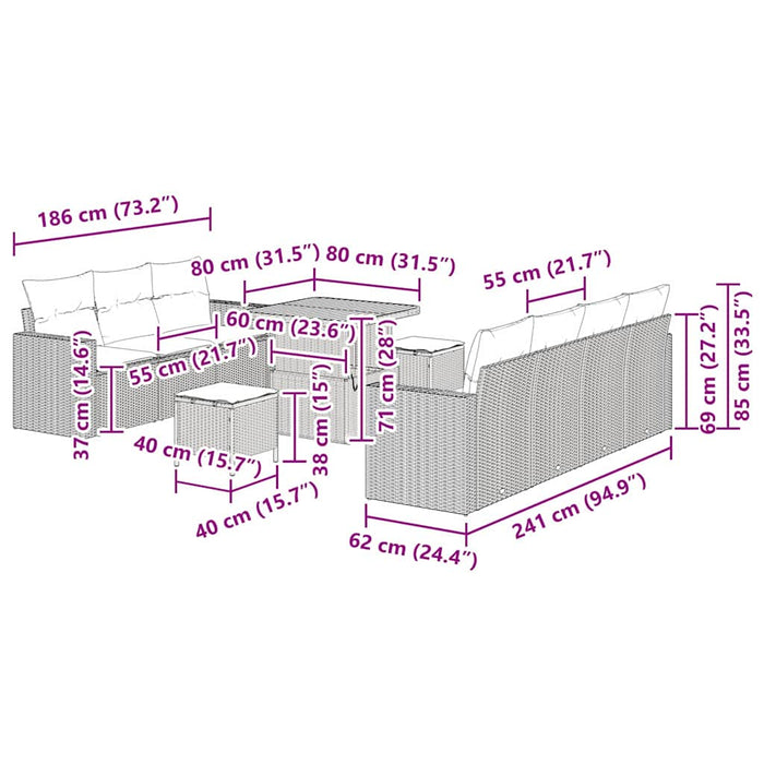 Set de canapele pentru grădină 10 pcs Bej poliratan - WALTI WALTI