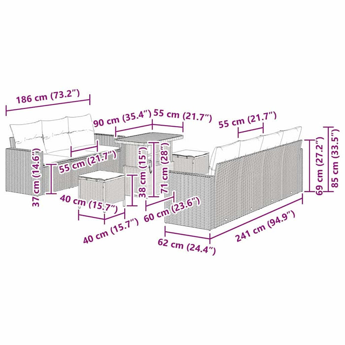 Set de canapele pentru grădină 10 pcs Bej poliratan - WALTI WALTI