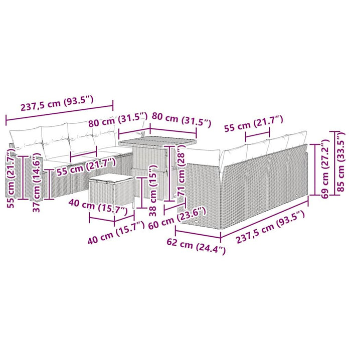 Set de canapele pentru grădină 11 pcs Gri poliratan - WALTI WALTI