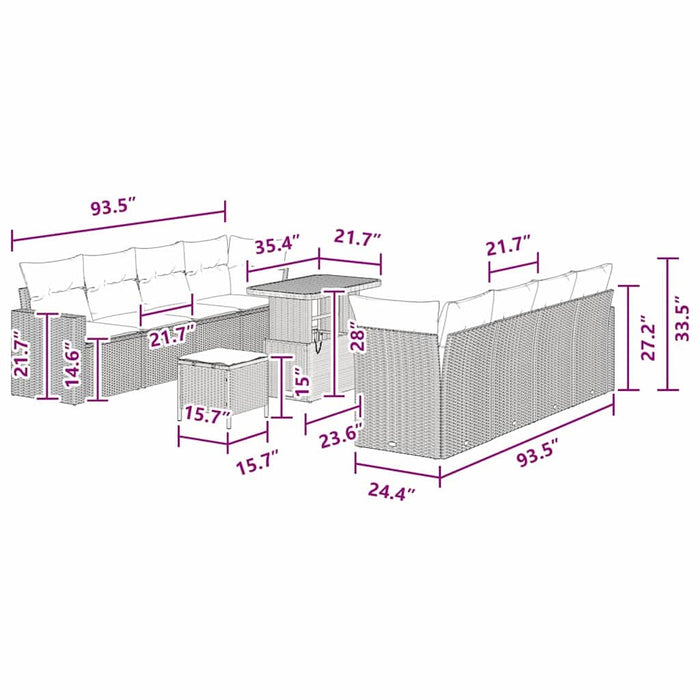 Set de canapele pentru grădină 11 pcs Negru poliratan - WALTI WALTI