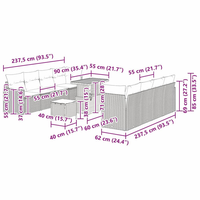 Set de canapele pentru grădină 11 pcs Bej poliratan - WALTI WALTI