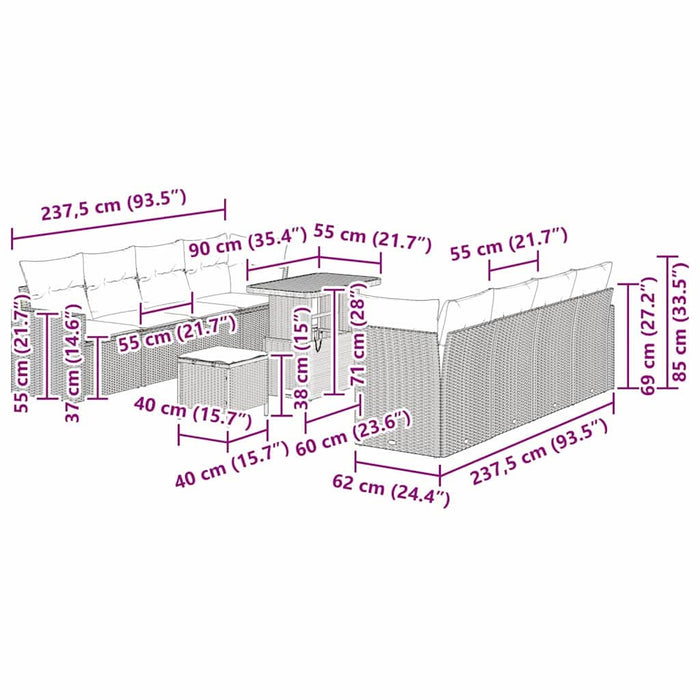 Set de canapele pentru grădină 11 pcs Bej poliratan - WALTI WALTI