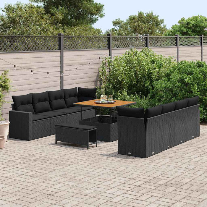Set de canapele pentru grădină 11 pcs Negru poliratan - WALTI WALTI