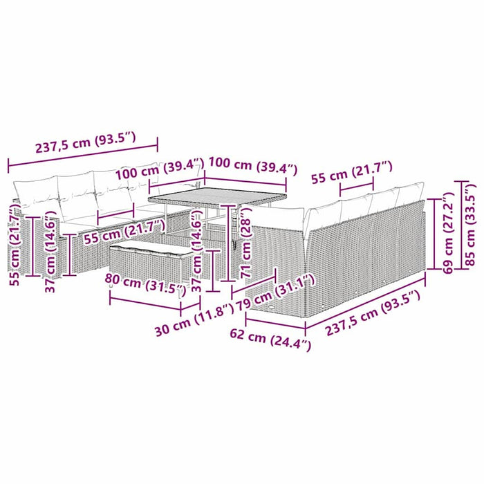 Set de canapele pentru grădină 11 pcs Bej poliratan - WALTI WALTI
