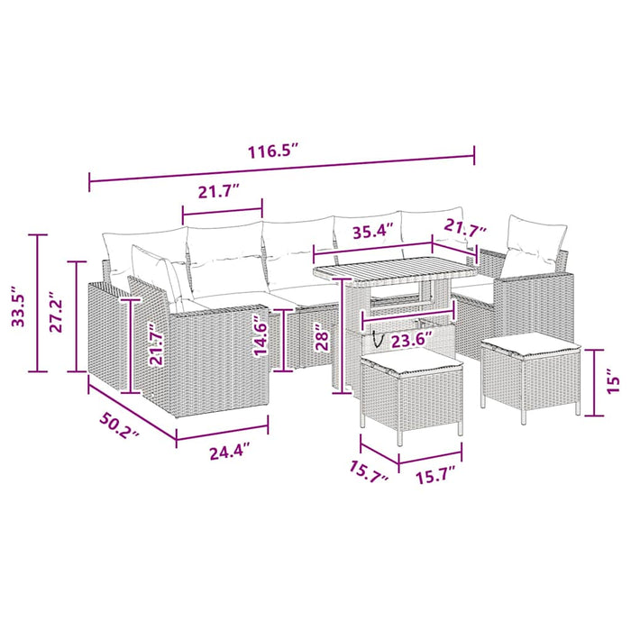 Set de canapele pentru grădină 10 pcs Negru poliratan - WALTI WALTI