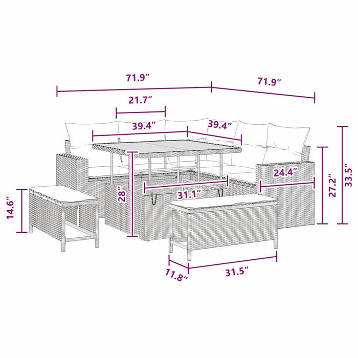 Set de canapele pentru grădină 8 pcs Negru poliratan - WALTI WALTI
