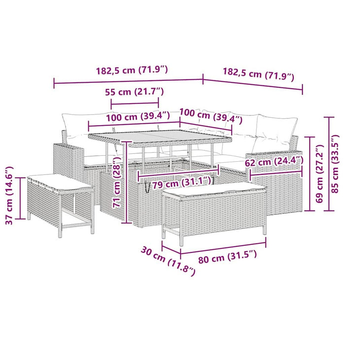 Set de canapele pentru grădină 8 pcs Bej poliratan - WALTI WALTI