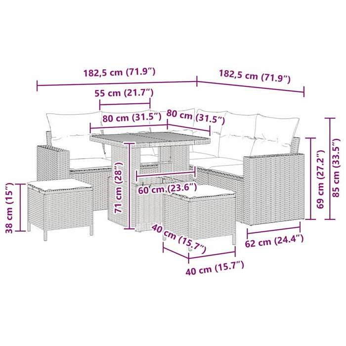 Set de canapele pentru grădină 8 pcs Bej poliratan WALTI