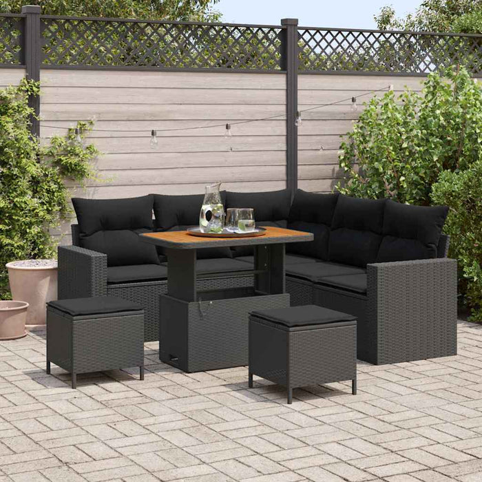 Set de canapele pentru grădină 8 pcs Negru poliratan - WALTI WALTI