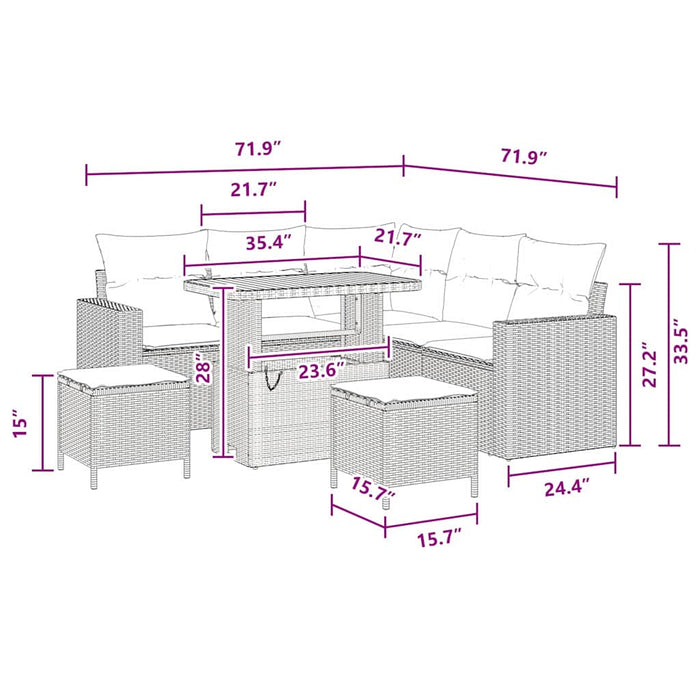 Set de canapele pentru grădină 8 pcs Negru poliratan - WALTI WALTI