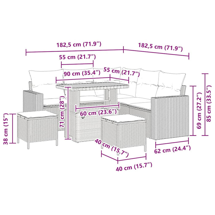 Set de canapele pentru grădină 8 pcs Negru poliratan - WALTI WALTI