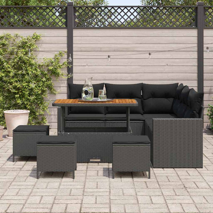 Set de canapele pentru grădină 9 pcs Negru poliratan - WALTI WALTI