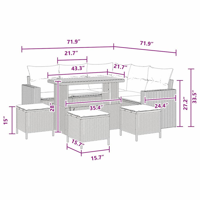 Set de canapele pentru grădină 9 pcs Negru poliratan - WALTI WALTI