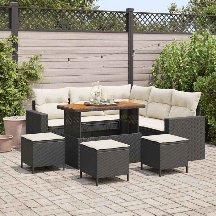 Set de canapele pentru grădină 9 pcs Negru poliratan - WALTI WALTI