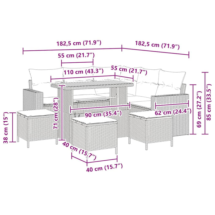 Set de canapele pentru grădină 9 pcs Negru poliratan - WALTI WALTI