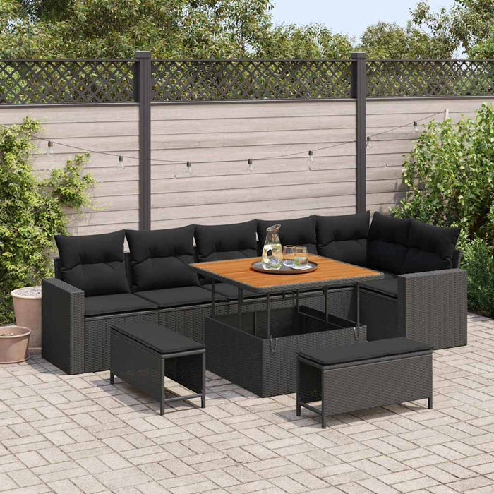 Set de canapele pentru grădină 9 pcs Negru poliratan - WALTI WALTI