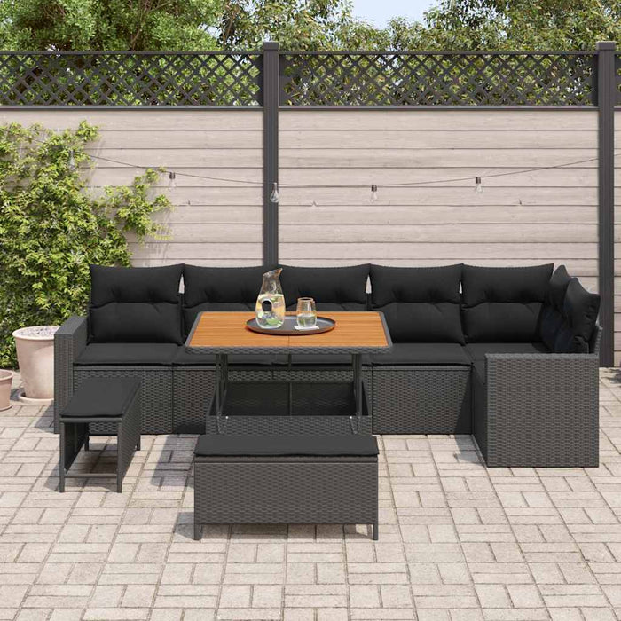 Set de canapele pentru grădină 9 pcs Negru poliratan - WALTI WALTI