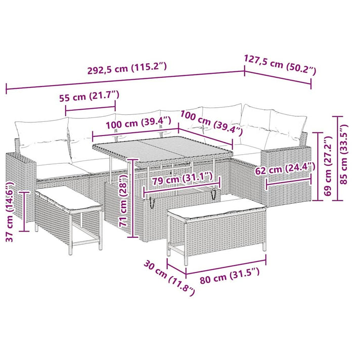 Set de canapele pentru grădină 9 pcs Bej poliratan - WALTI WALTI
