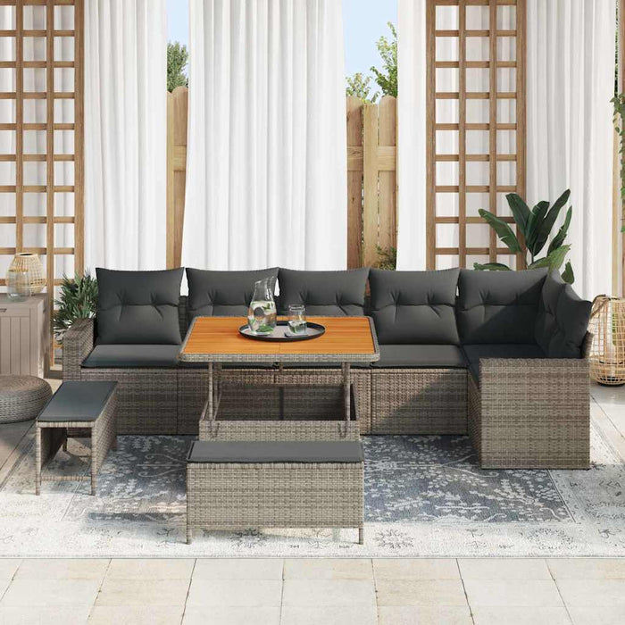 Set de canapele pentru grădină 9 pcs Gri poliratan - WALTI WALTI