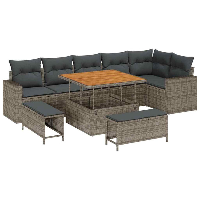 Set de canapele pentru grădină 9 pcs Gri poliratan - WALTI WALTI