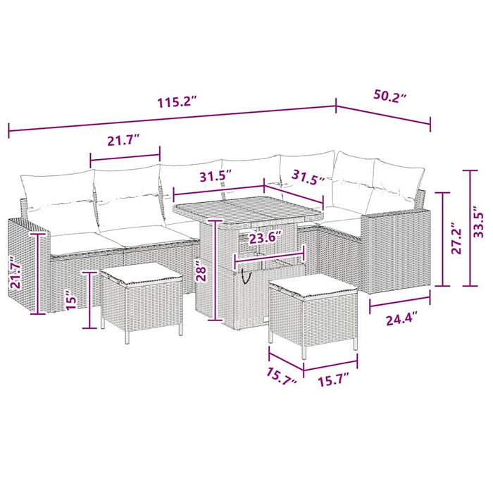 Set de canapele pentru grădină 9 pcs Negru poliratan - WALTI WALTI