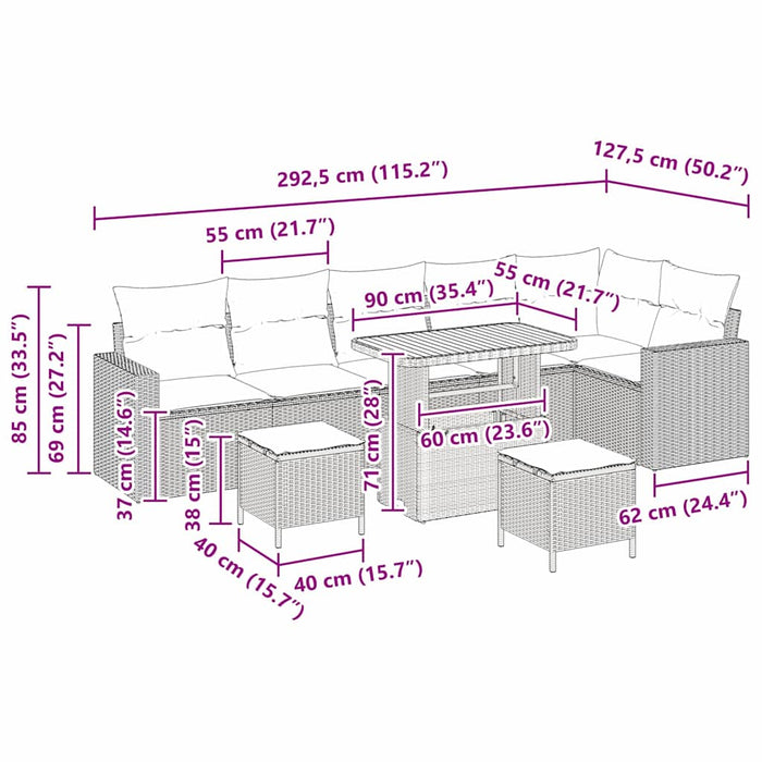 Set de canapele pentru grădină 9 pcs Bej poliratan - WALTI WALTI