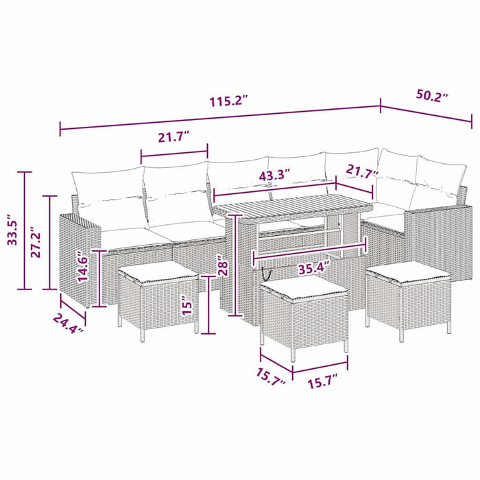 Set de canapele pentru grădină 10 pcs Negru poliratan - WALTI WALTI