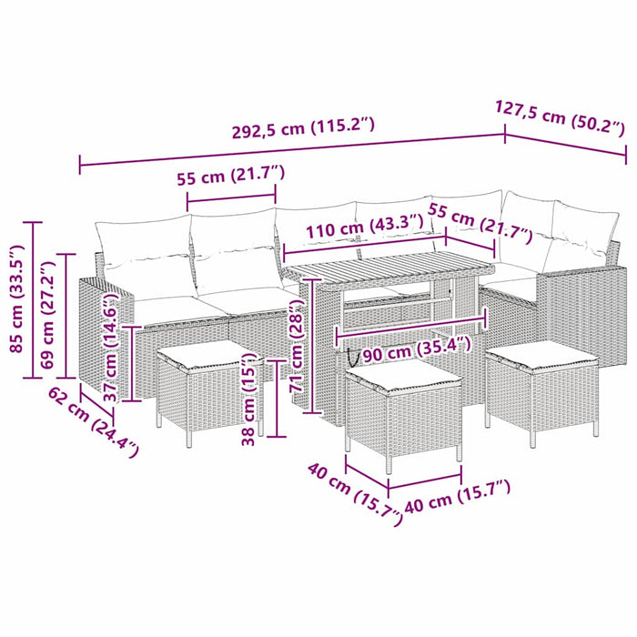 Set de canapele pentru grădină 10 pcs Negru poliratan - WALTI WALTI