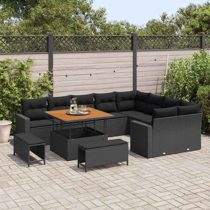 Set de canapele pentru grădină 12 pcs Negru poliratan - WALTI WALTI
