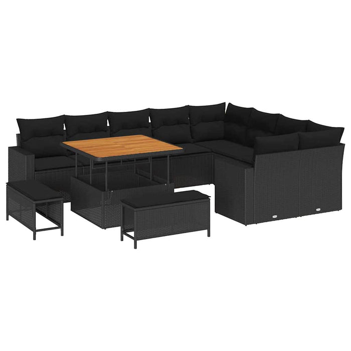 Set de canapele pentru grădină 12 pcs Negru poliratan - WALTI WALTI