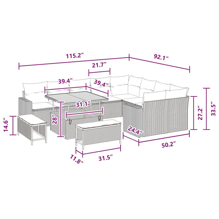 Set de canapele pentru grădină 12 pcs Negru poliratan - WALTI WALTI