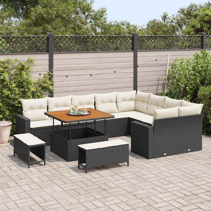 Set de canapele pentru grădină 12 pcs Negru poliratan - WALTI WALTI