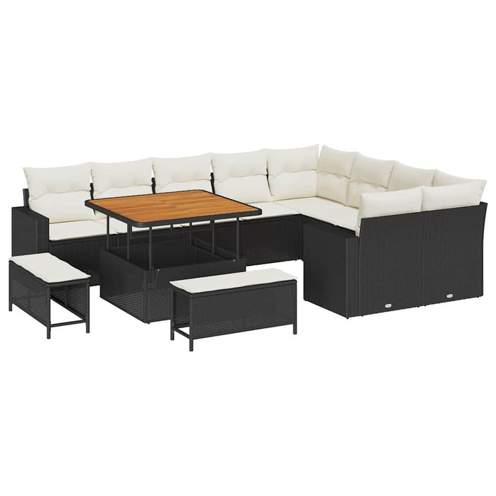 Set de canapele pentru grădină 12 pcs Negru poliratan - WALTI WALTI