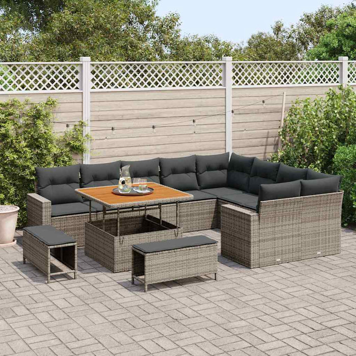 Set de canapele pentru grădină 12 pcs Gri poliratan - WALTI WALTI