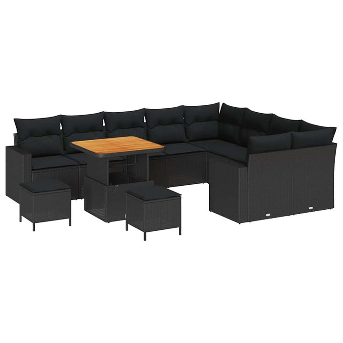 Set de canapele pentru grădină 12 pcs Negru poliratan - WALTI WALTI