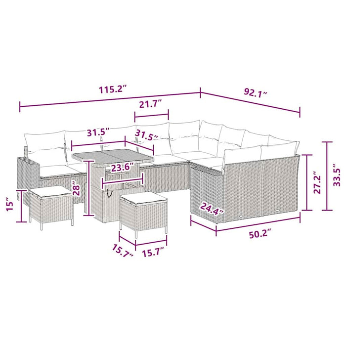 Set de canapele pentru grădină 12 pcs Negru poliratan - WALTI WALTI