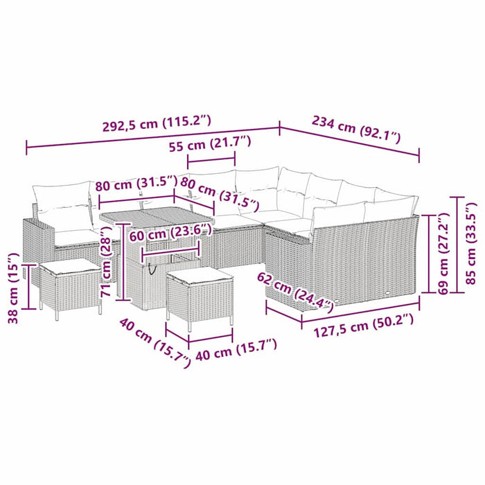 Set de canapele pentru grădină 12 pcs Negru poliratan - WALTI WALTI