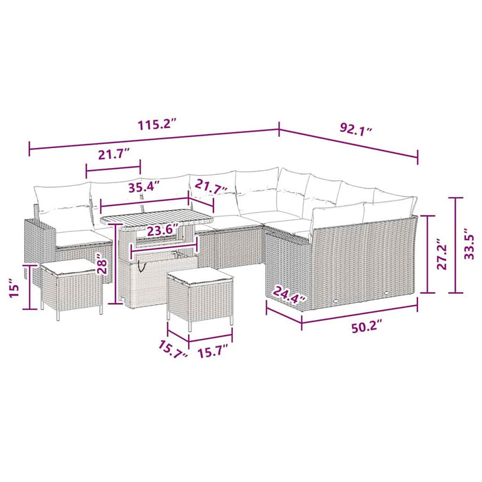 Set de canapele pentru grădină 12 pcs Negru poliratan - WALTI WALTI