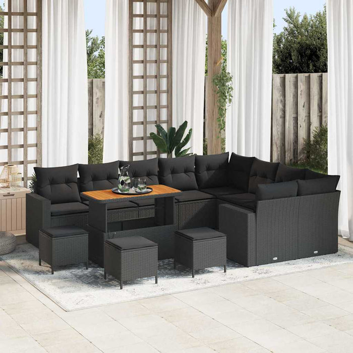 Set de canapele pentru grădină 13 pcs Negru poliratan - WALTI WALTI